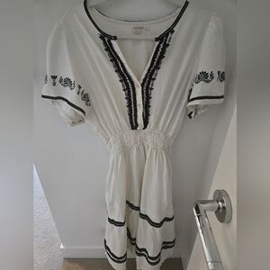 Embroidered White Midi Dress